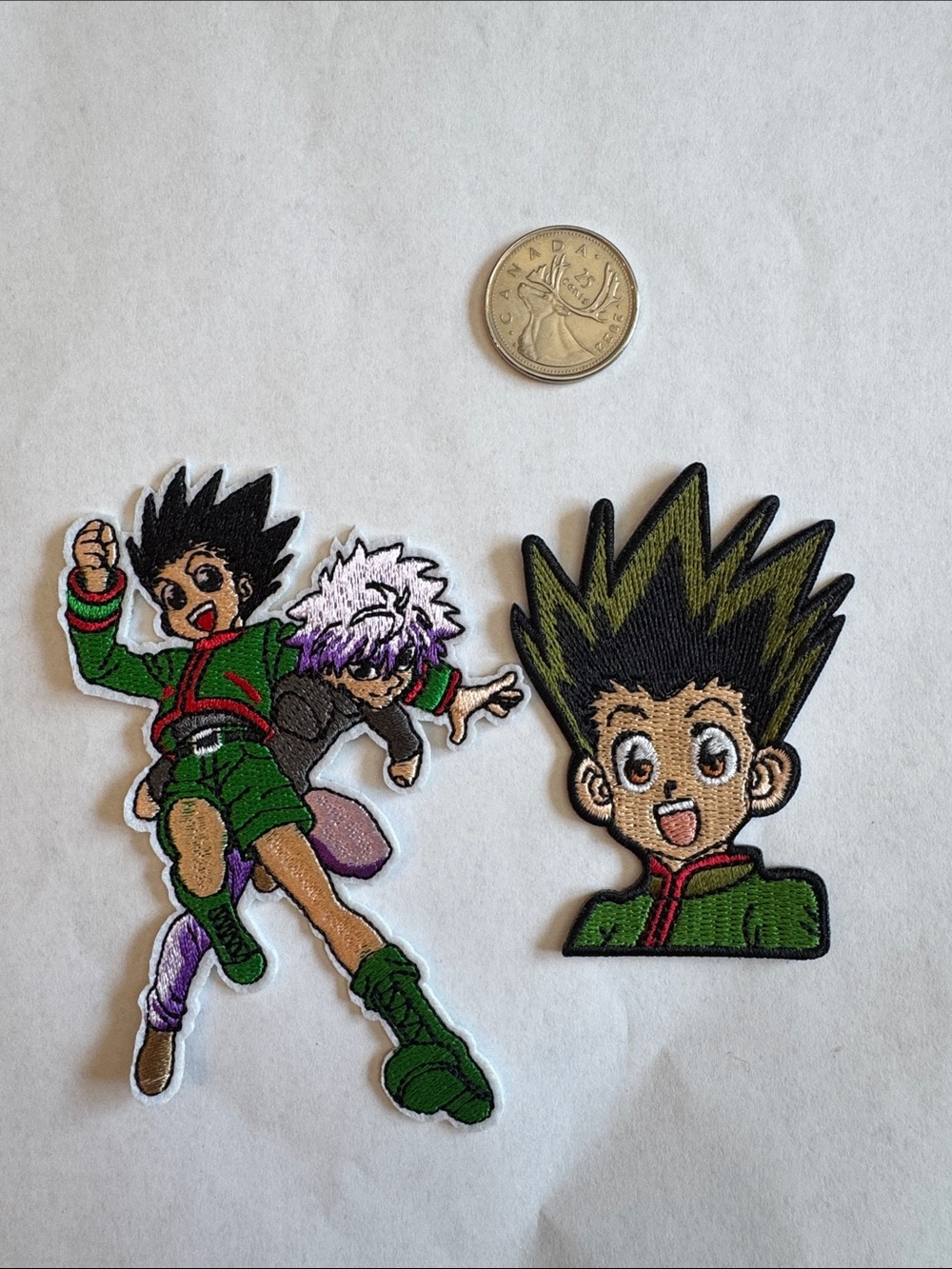 Green Anime Character Iron-On Patches (Set of 2)